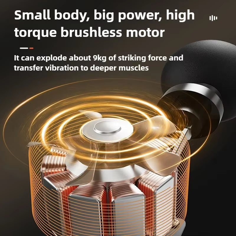 Professional Mini Massage Gun Muscle Recovery Tool with 8 Heads USB Rechargeable Vibrating Fascia Machine for Body Relaxation